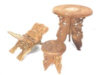 3 Small Carved Tables Stands