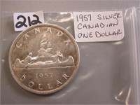 1957 Silver Canadian One Dollar Coin