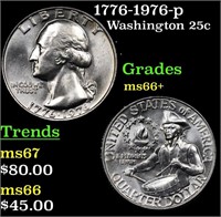 1776-1976-p Washington Quarter 25c Grades GEM++ Un