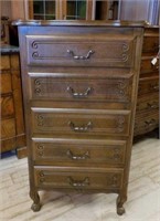 French Regence Style Tall Oak Chest.