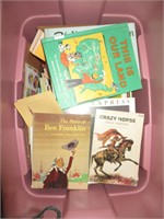 tote with assorted Childrens books