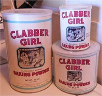 3 Clabber Girl Baking Powder containers,