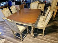Ornate Dining Room Table,6 Chairs, 2 Ottomans