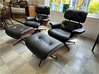 Pair of Mid Century Style Lounge Chair & Ottoman