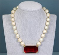 Miriam Haskell Faux Pearl Beaded Necklace