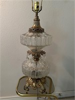 Vtg. Hollywood Regency Crystal and Brass Lamp 2