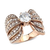 Rose Gold Ip 2.14ct White Sapphire Designer Ring
