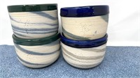 Pottery Bowls 4 piece 3 1/2"  deep 4 1/2" Wide