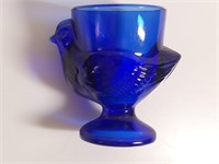 Vintage Blue Glass Hen Shaped Egg Cup Arcoroc