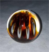 Paperweight, no signature brown & bubble center