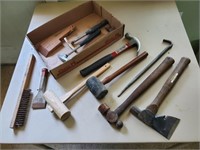 Box of hammers, hatchet