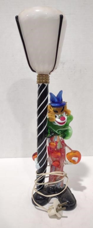 Murano Art Glass Clown Lamp, 14"