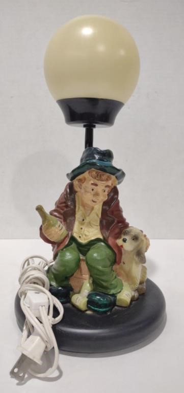 Drunk Hobo w/ Dog Table Lamp, 1'