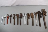 13 Vtg. Pipe & Crescent Wrenches
