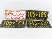 4 plaques minéralogiques dont Montréal Expo67