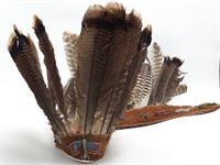 Indian Head Dress w/ Beadwork & Feathers