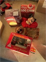 Log Cabin syrup, lighted choir boys, Mickey mouse