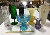 7 Glass vases w/ candy dish - Lenox
