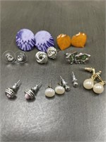 8 PIECE FASHION EARRINGS -  ALL STUD POSTS