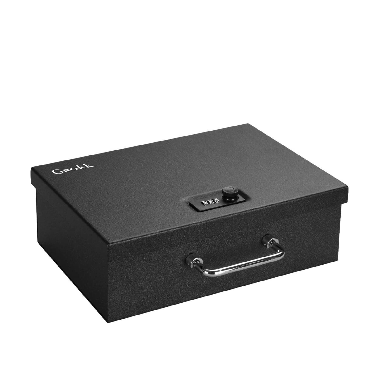 Grokk Safe Box, Security Safe w/Handle, Portable D