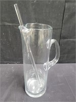 Vintage glass martini pitcher and stir stick