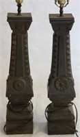PAIR OF VICTORIAN CAST IRON POSTS, MOUNTED