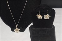 Sterling Silver Flower Necklace & Earrings