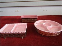 (3)Mid century California Pink pottery pieces.
