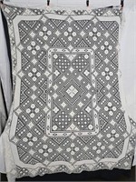 66"  x  84"   White Hand Crocheted Tablecloth