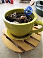 Rolling Plant Stand and Cup Flower Pot