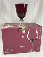 Six diVino red glass goblets in box