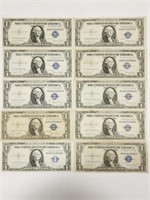 (10) 1935 $1 Silver Certificates D & E