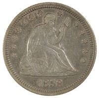 EF-40 or Finer 1858 Quarter