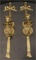 Brass Wall Mounted Candle Holder, 16”
