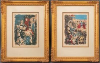 Roland Oudot Signed Color Lithographs, Pair