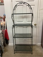 Green metal Bakers Rack/ Garden Shelf