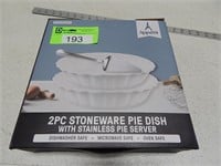 2 Pc stoneware pie dish with stainless pie server;
