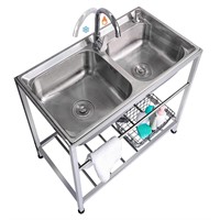Outdoor Utility Sink Stainless Steel Double Bowl S