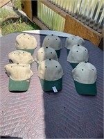 9- Otto Green and Tan Hats- dirt on some- not worn