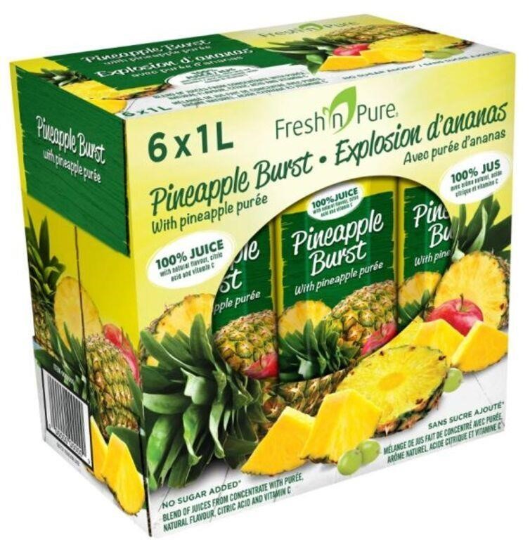 6-Pk Fresh'N Pure Pineapple Burst Juice Blend, 1L