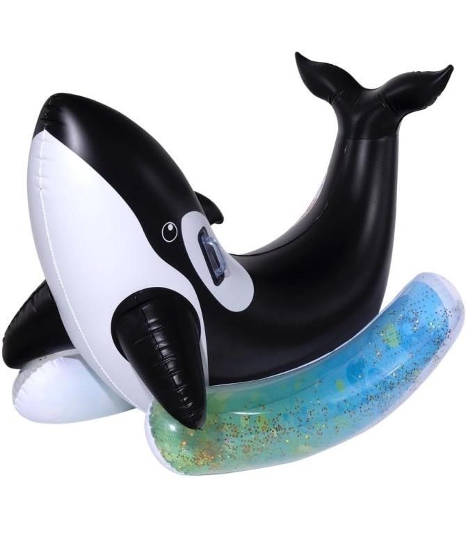 Inflatable ride on orca float for pool