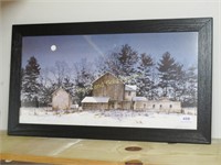 Framed Ray Hendershot Winter Farm Scene Print
