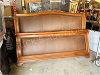King size sleigh bed frame w/ leather