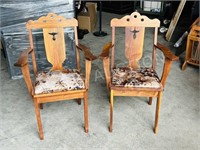 pair of custom made solid wood chairs