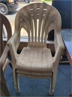 3 PLASTIC OUTDOOR CHAIRS