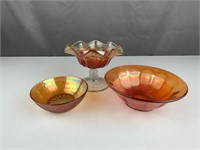 Carnival glass bowls pedestal