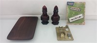 Rosewood tray vintage Avon salt and pepper