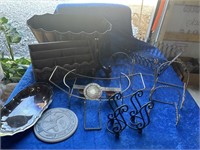 Metal baskets, plate holders, letter tray,