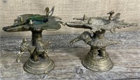 Pair of India brass oil lamps - elephants