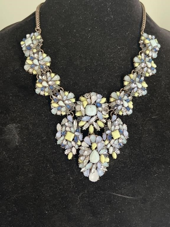 Zara Statement Necklace With Blue Glass Stone